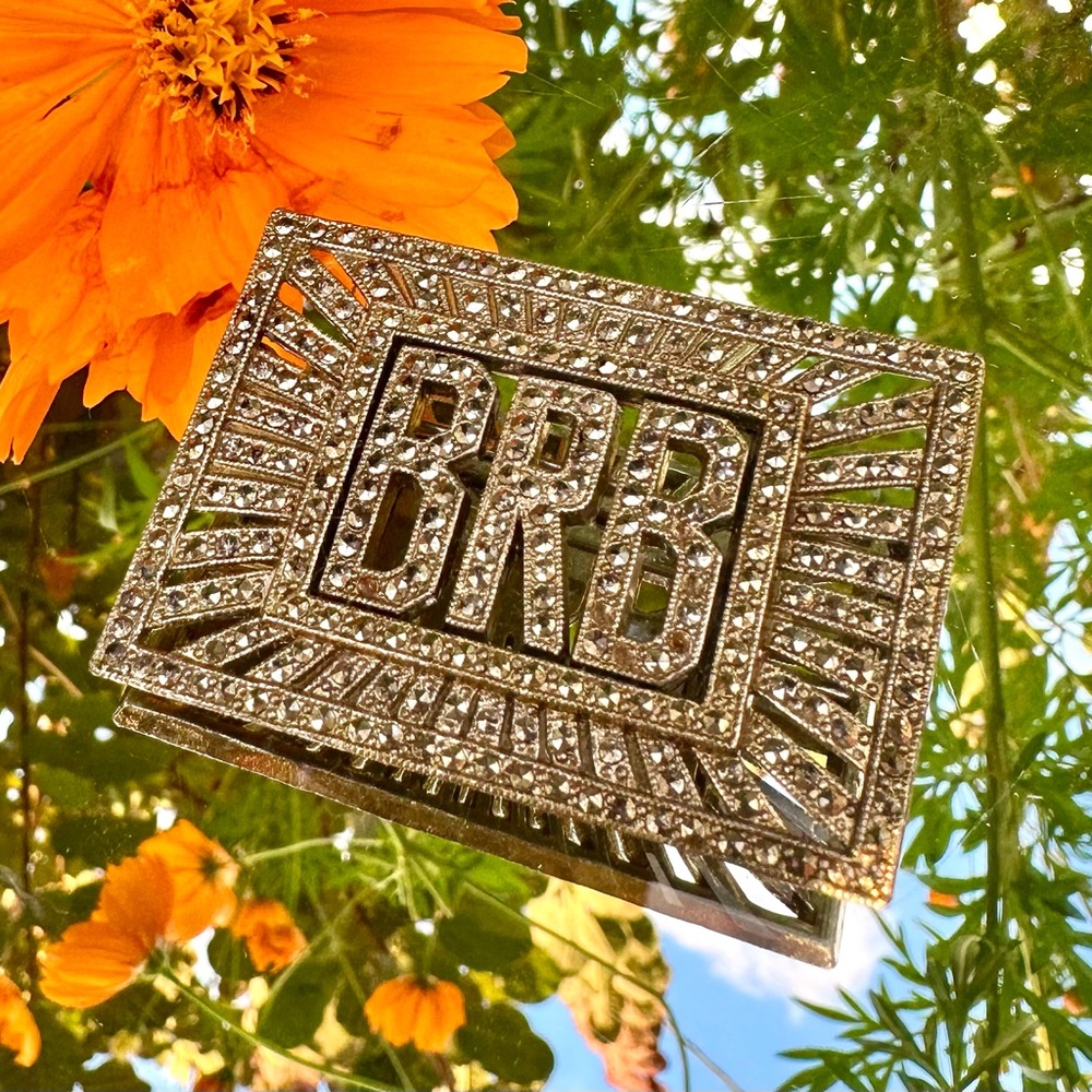 WOW! Antique 1920's "BRB" Art Deco Marcasite Initials Brooch